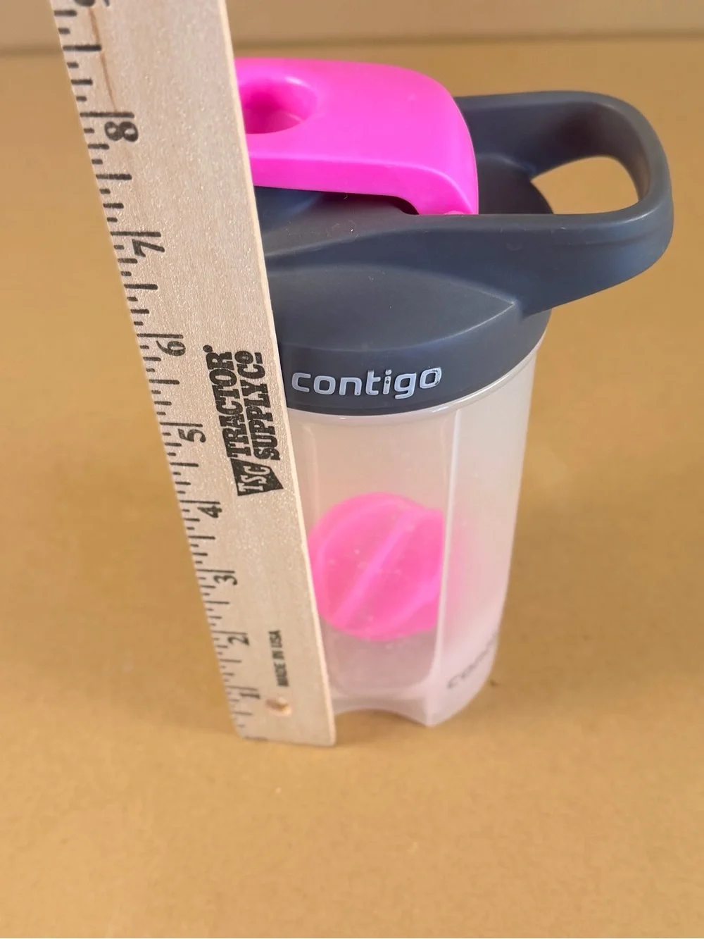Contigo Pink and Gray Protein Shaker Bottle with Carry Handle